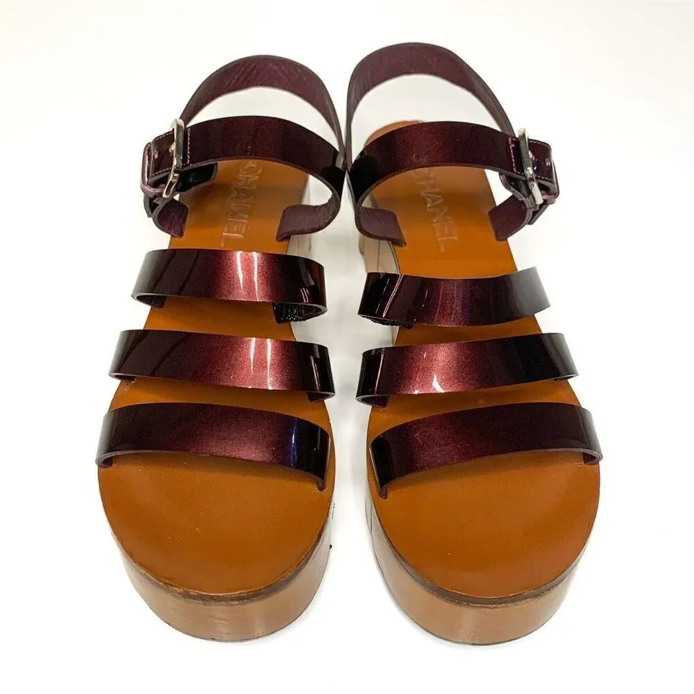 CHANEL burgundy patent